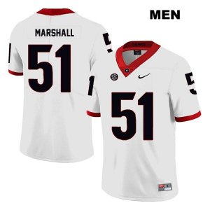Men's Georgia Bulldogs NCAA #51 David Marshall Nike Stitched White Legend Authentic College Football Jersey VOK4854BL